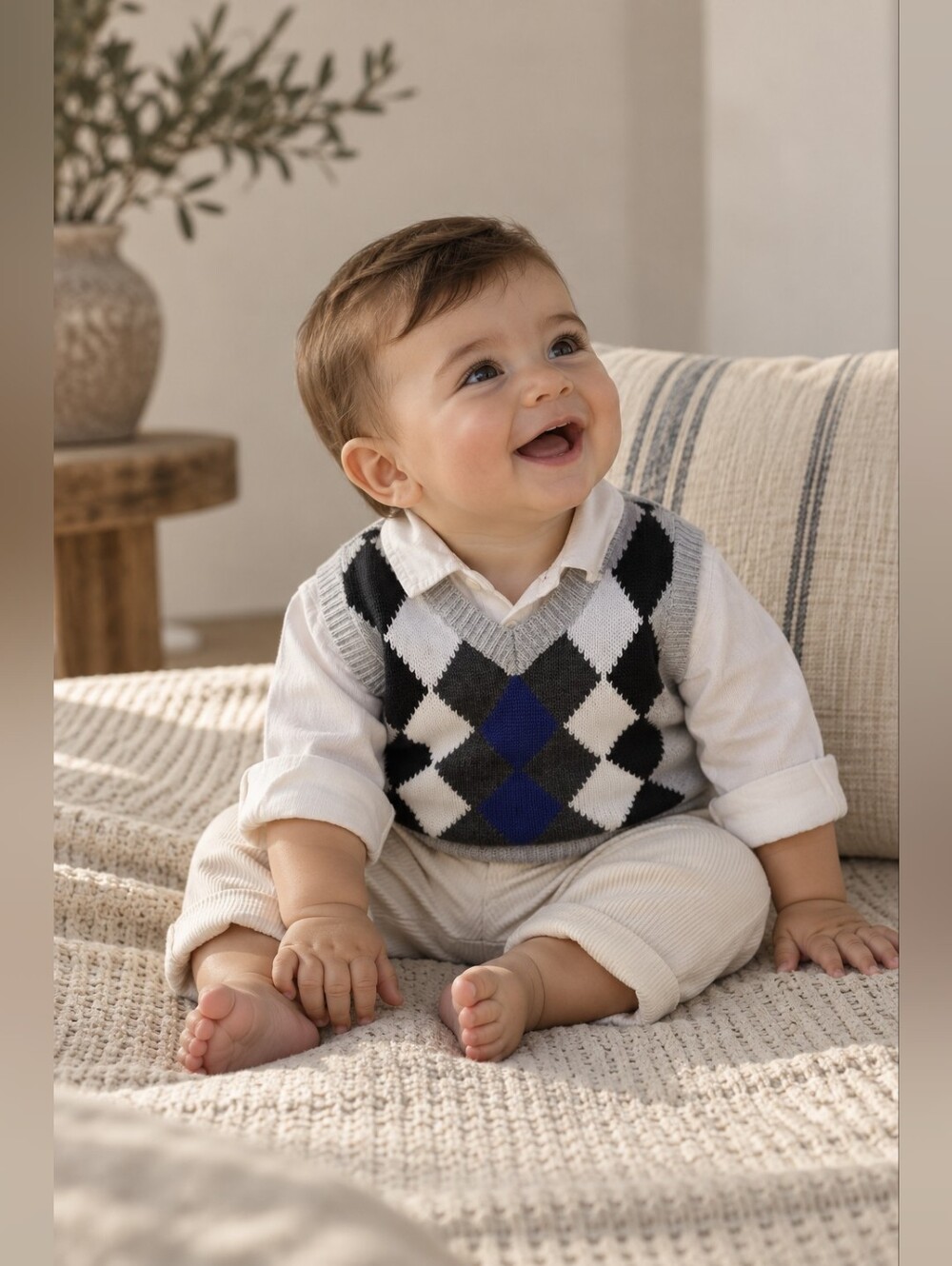Gymboree Baby Argyle Sweater Vest 3-6M Cotton Preppy Academia 2010